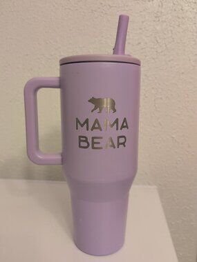 Hydrojug Traveler 40oz Purple Lavender Tumbler Mama Bear Flip Top Straw